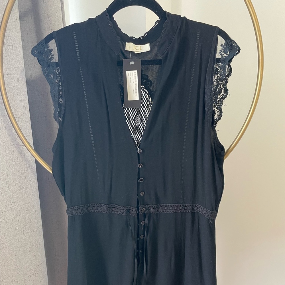 Black crochet detail romper